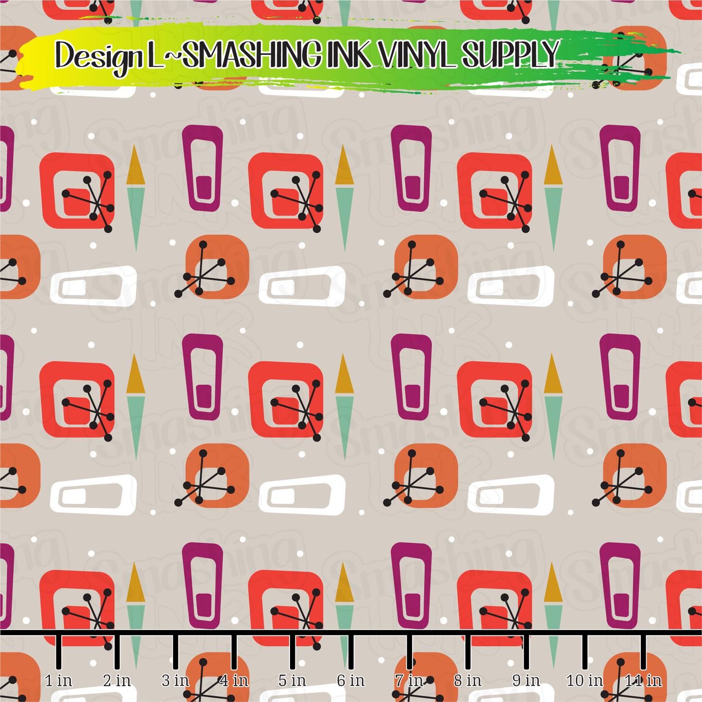 Mid Century Retro ★ Printed Vinyl Sheets | Faux Leather | Laser Safe