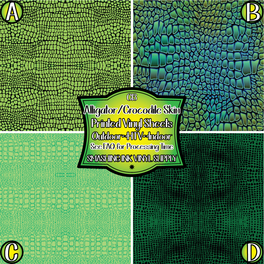 Alligator/Crocodile ★ Printed Vinyl Sheets | Faux Leather | Laser Safe