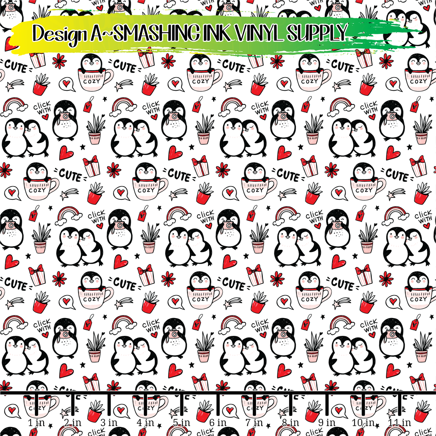 Cute Penguins ★ Pattern Vinyl | Faux Leather | Sublimation (TAT 3 BUS DAYS)