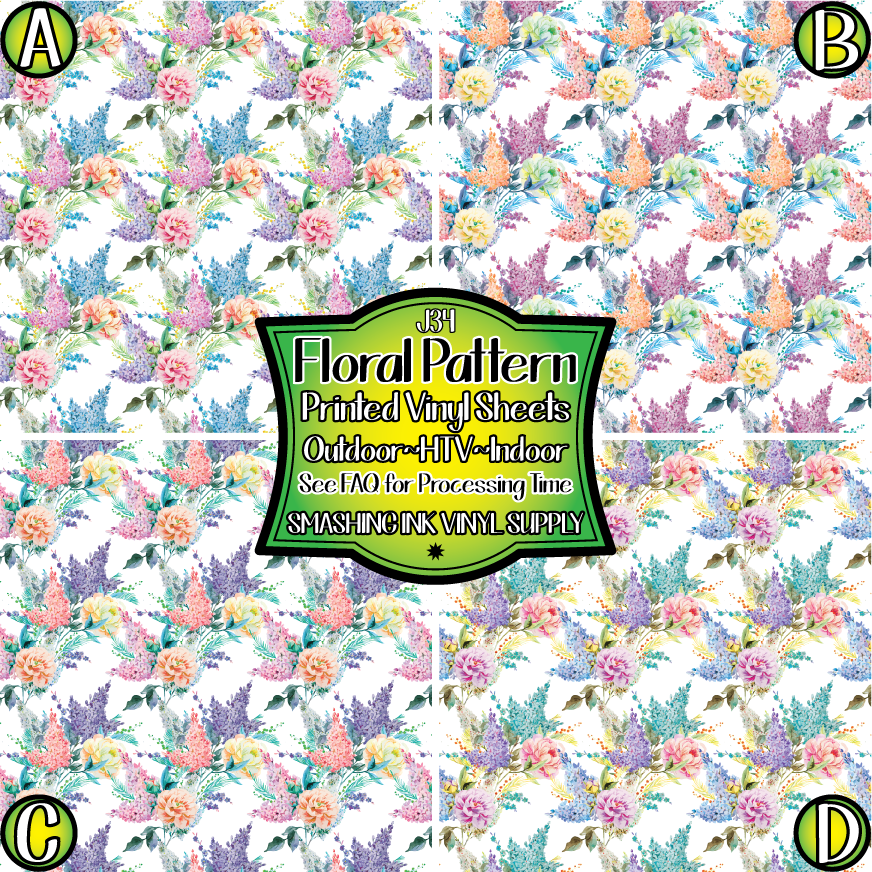 Floral Pattern ★ Printed Sheets | Faux Leather | Laser Safe