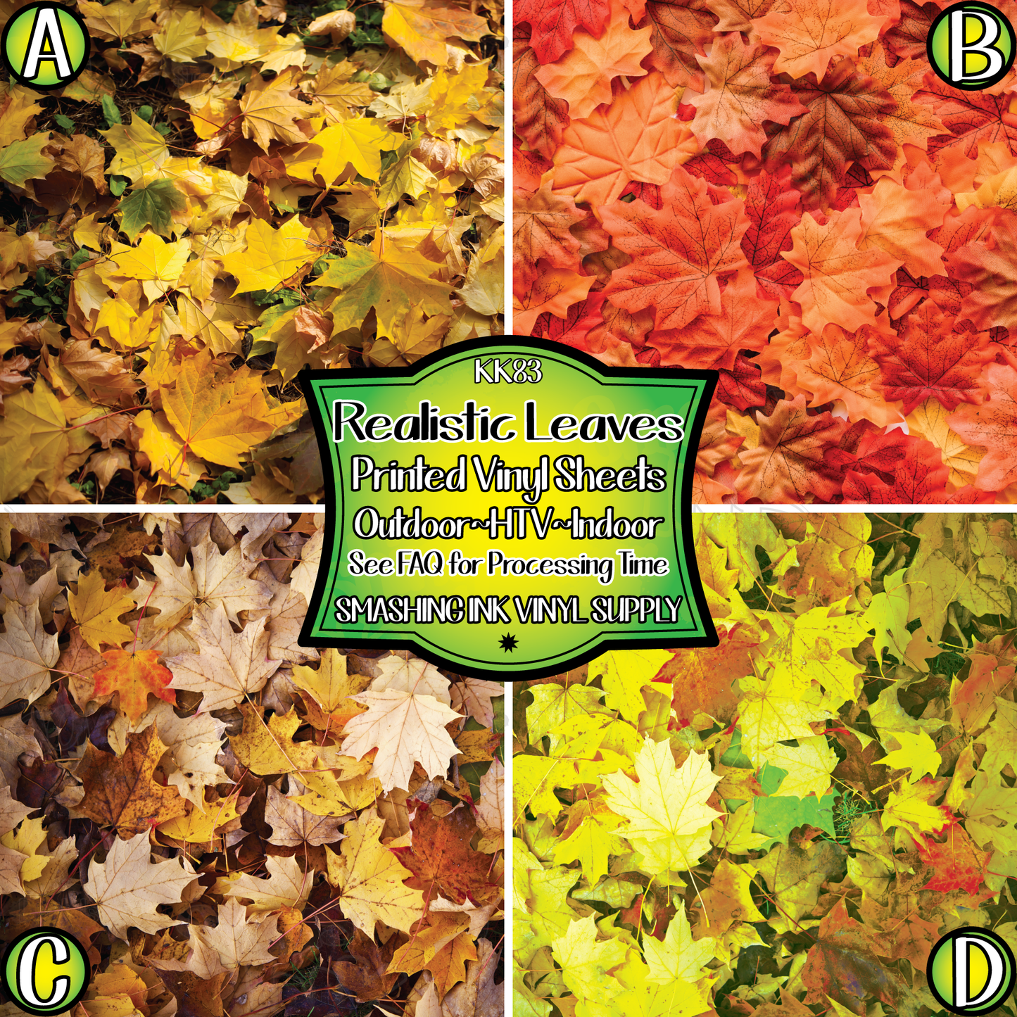 Realistic Leaves ★ Printed Vinyl Sheets | Faux Leather | Laser Safe