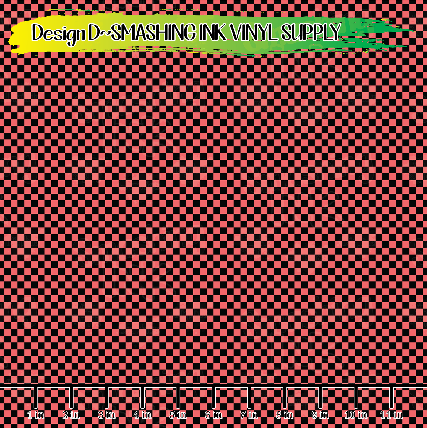 Coral Black Checkerboard ★ Printed Vinyl Sheets | Faux Leather | Laser Safe