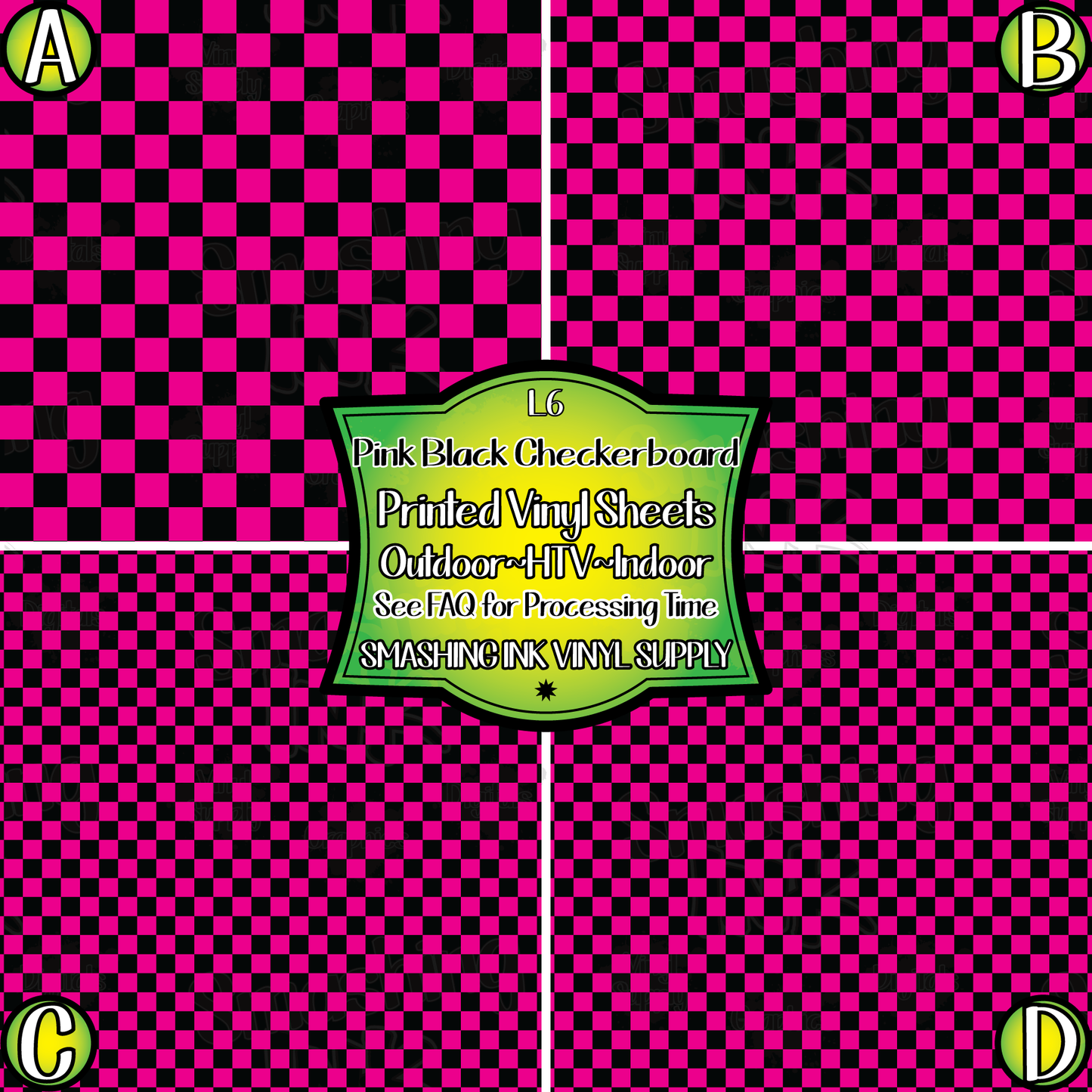 Pink Black Checkerboard ★ Printed Sheets | Faux Leather | Laser Safe