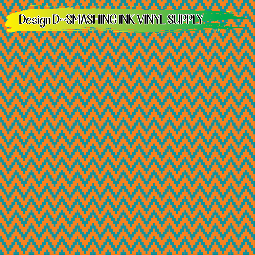 Orange & Teal Patterns ★ Printed Vinyl Sheets | Faux Leather | Laser Safe