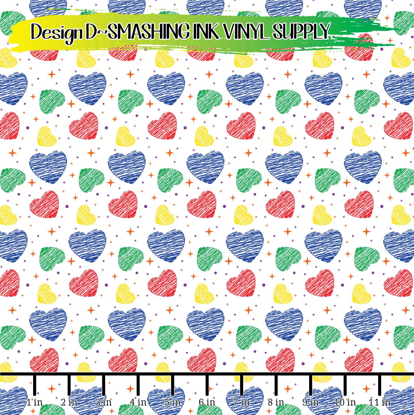 Scribble Hearts ★ Printed Vinyl Sheets | Faux Leather | Laser Safe