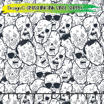 Zombie Doodles ★ Pattern Vinyl | Faux Leather | Sublimation (TAT 3 BUS DAYS)