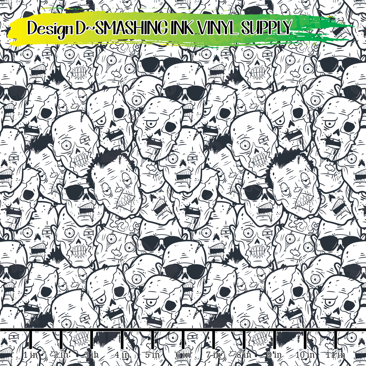 Zombie Doodles ★ Printed Vinyl Sheets | Faux Leather | Laser Safe