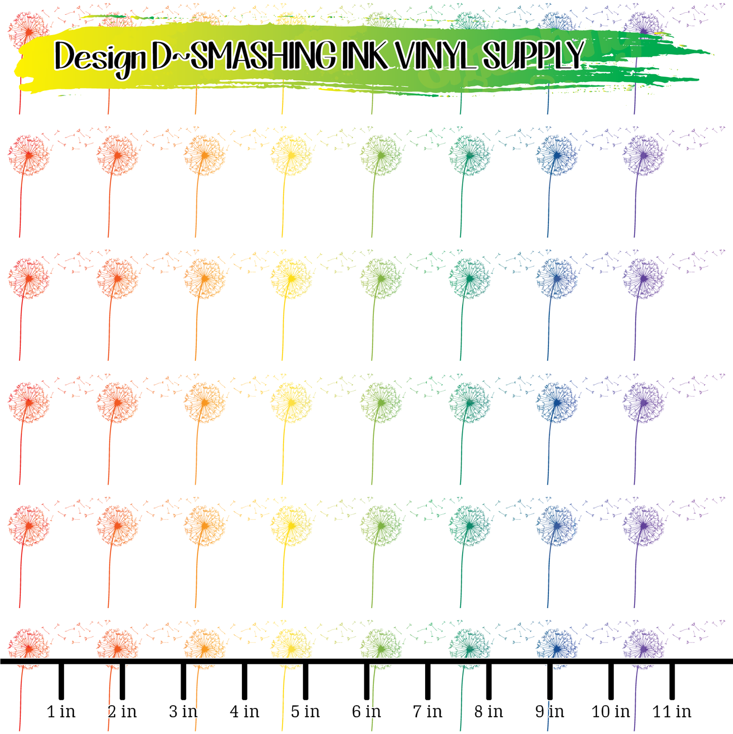 Rainbow Dandelions ★ Printed Vinyl Sheets | Faux Leather | Laser Safe