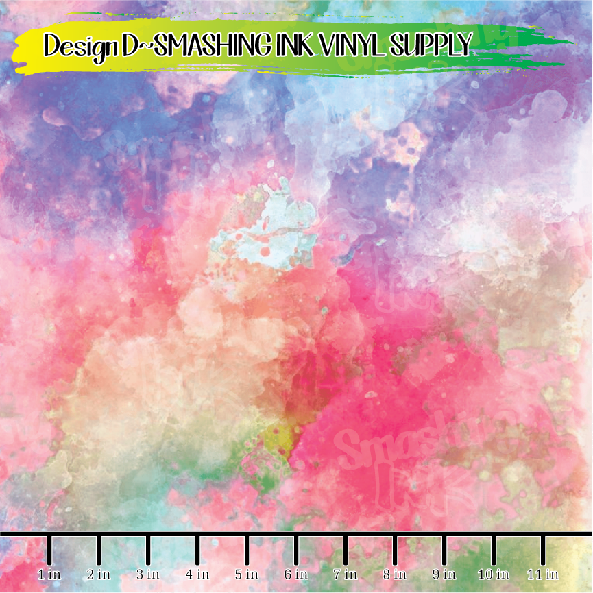 Colorful Watercolor ★ Printed Vinyl Sheets | Faux Leather | Laser Safe