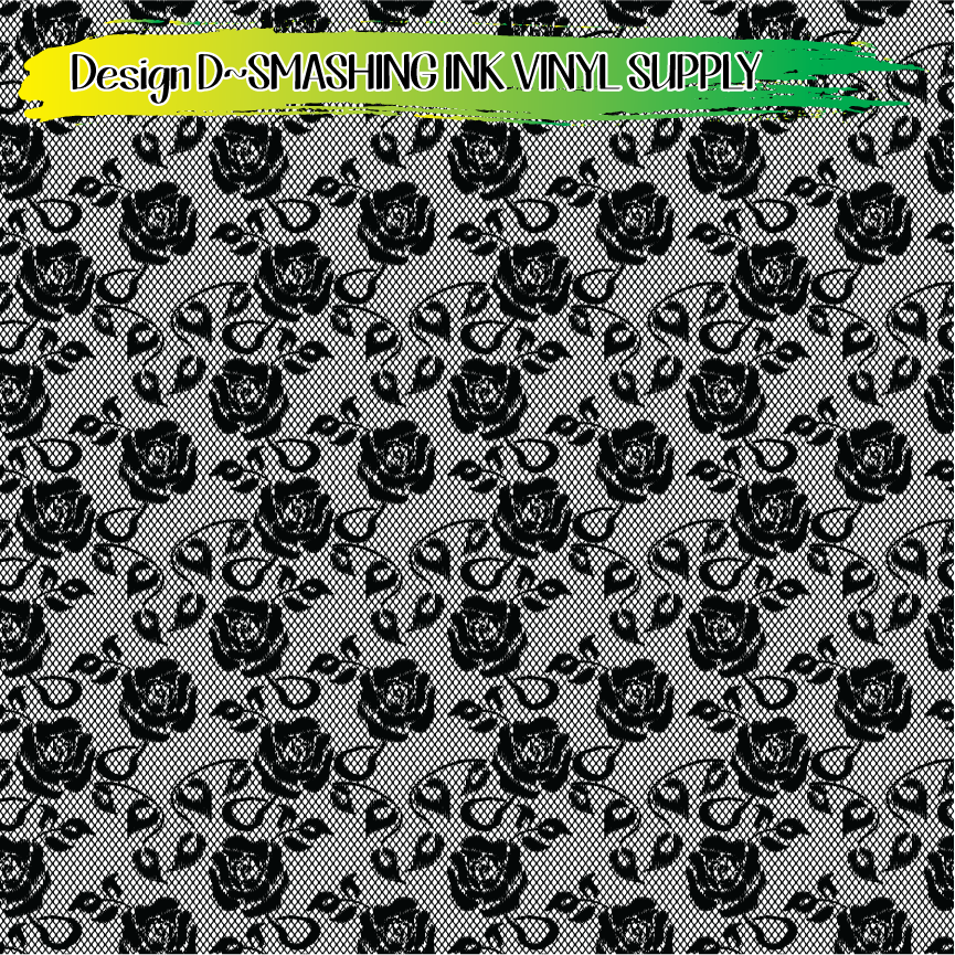 Black White Lace ★ Printed Vinyl Sheets | Faux Leather | Laser Safe