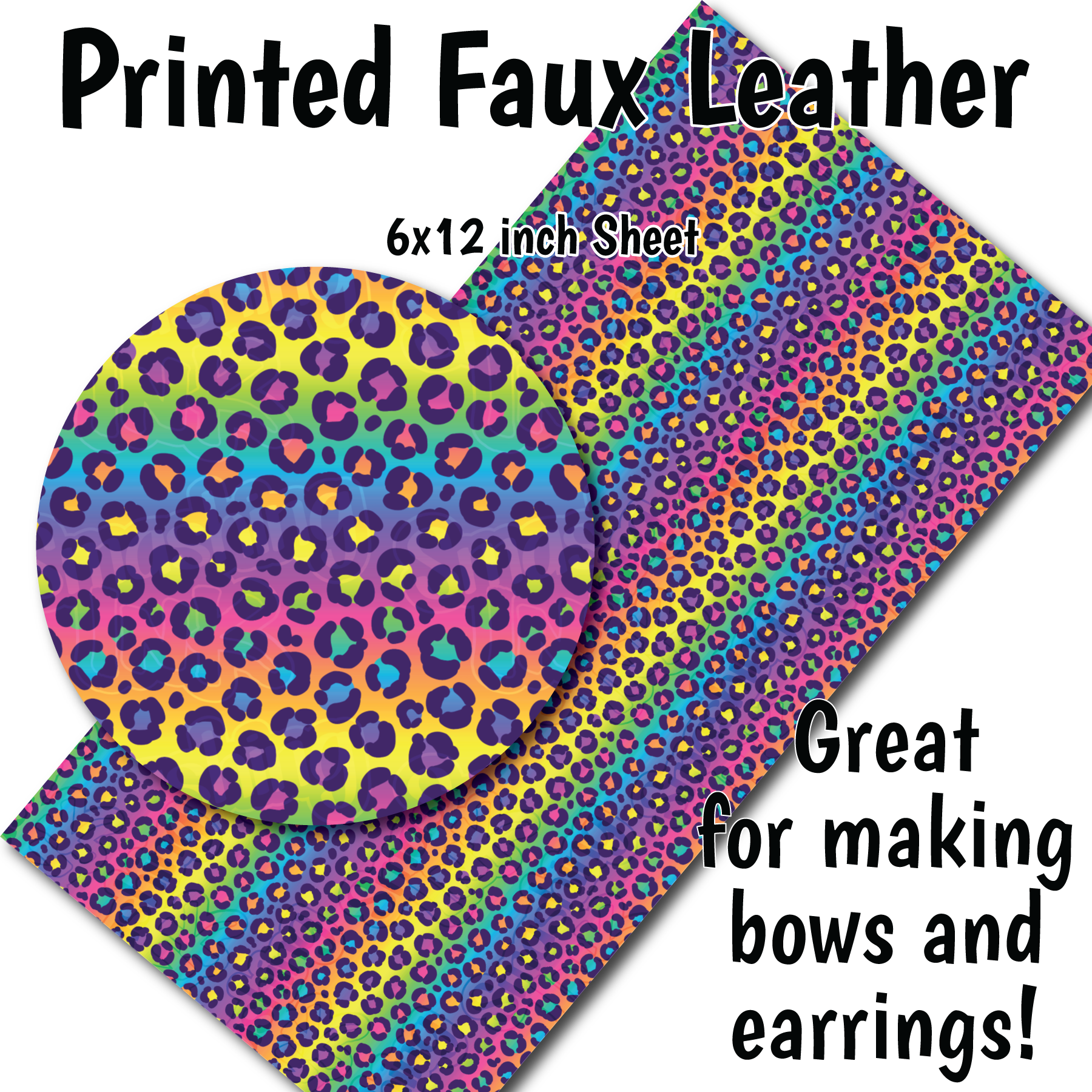 Rainbow Cheetah O - Faux Leather Sheet (SHIPS IN 3 BUS DAYS