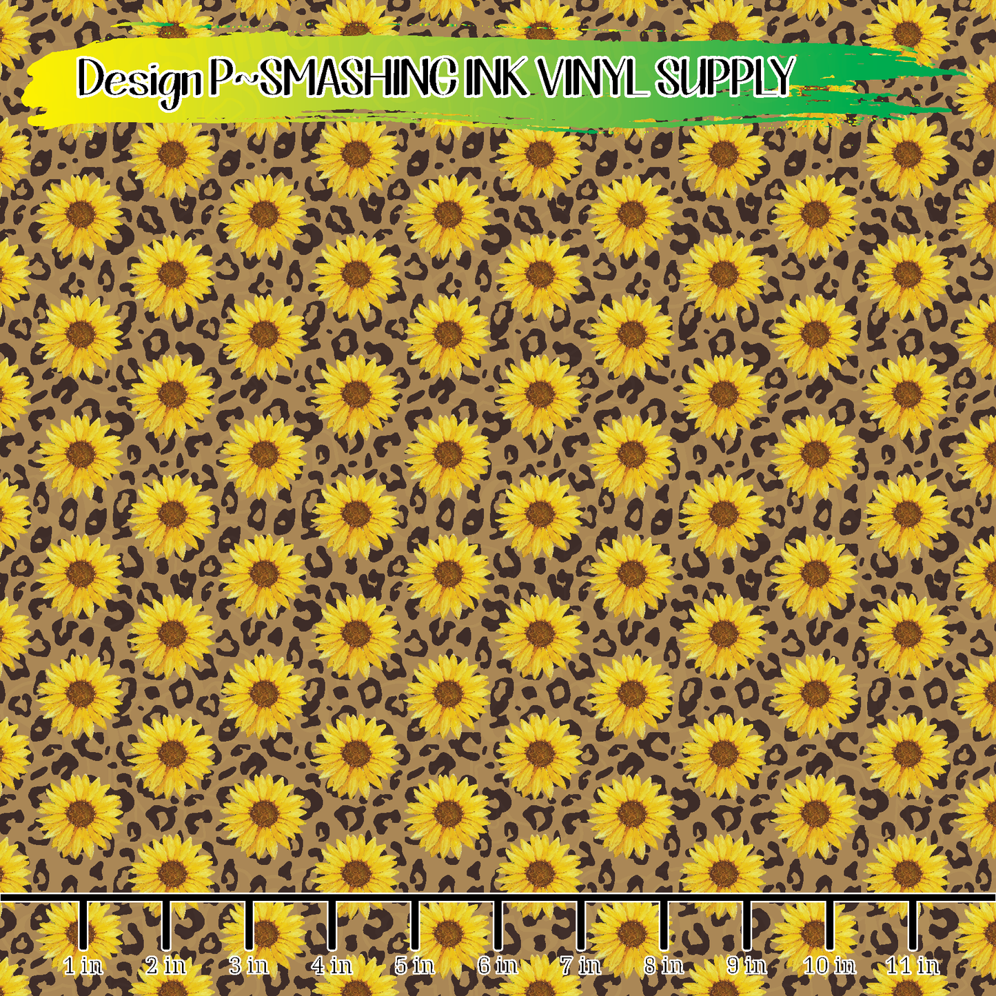 Cheetah Sunflower ★ Printed Vinyl Sheets | Faux Leather | Laser Safe