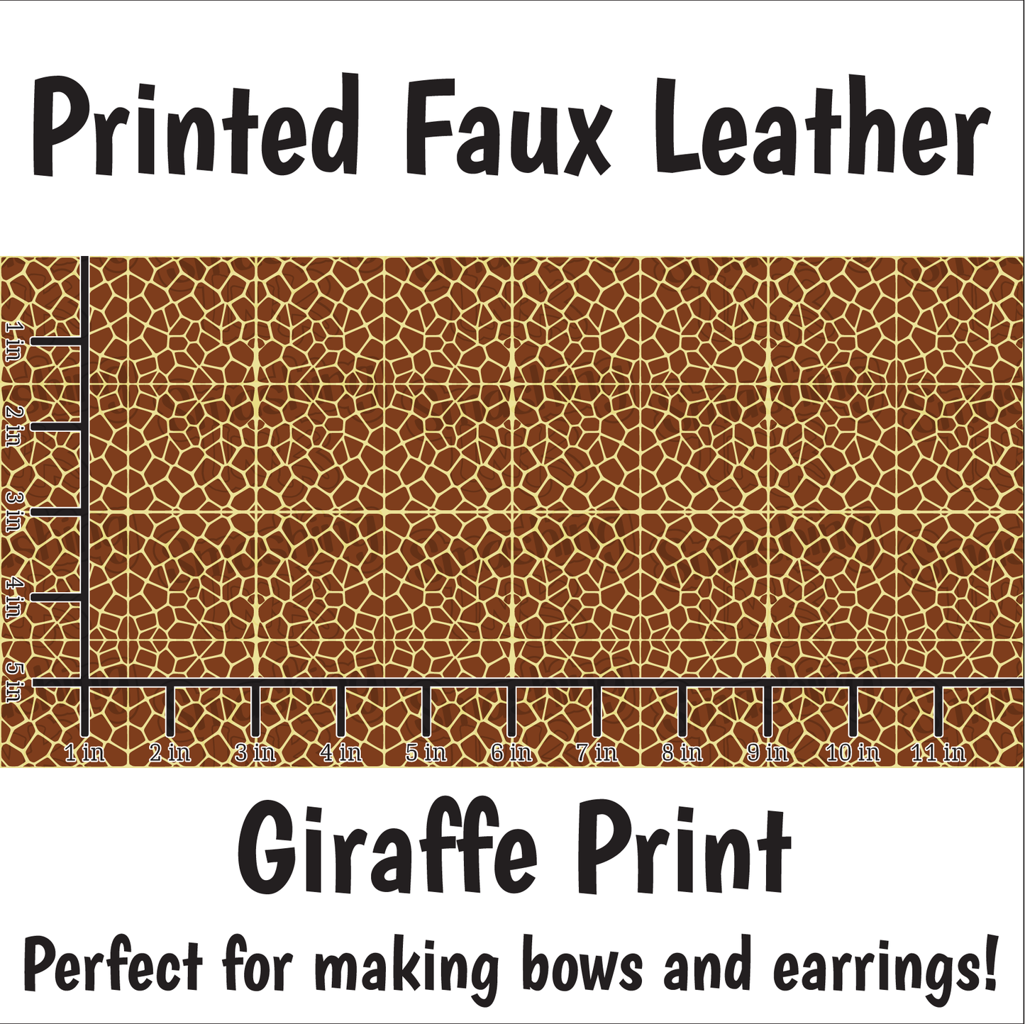 Giraffe Print - Faux Leather Sheet (SHIPS IN 3 BUS DAYS)