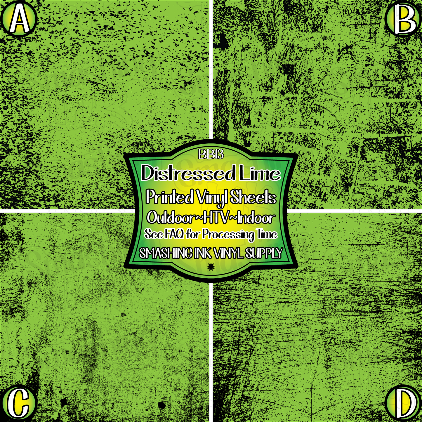 Distressed Lime Black ★ Printed Vinyl Sheets | Faux Leather | Laser Safe