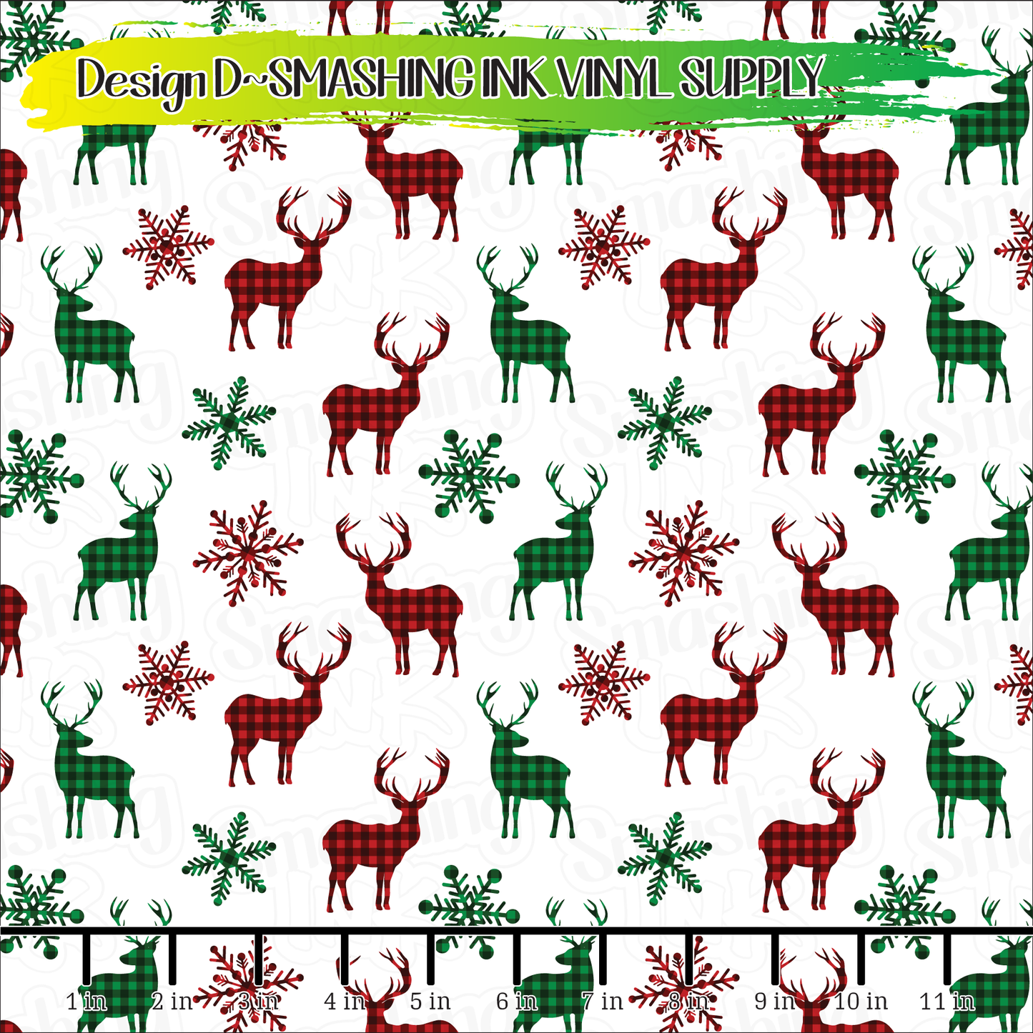 Plaid Deer and Snowflakes ★ Printed Vinyl Sheets | Faux Leather | Laser Safe