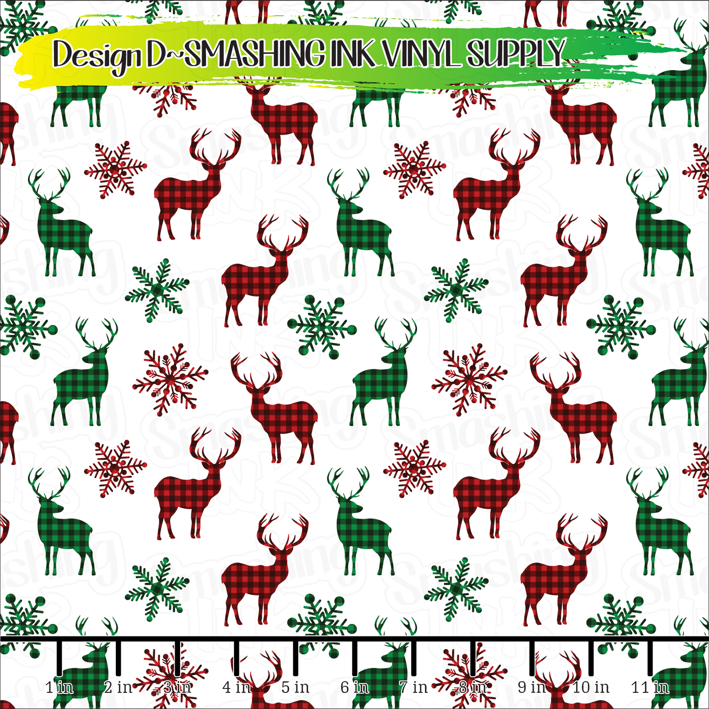Plaid Deer and Snowflakes ★ Laser Safe Adhesive Film (TAT 3 BUS DAYS)