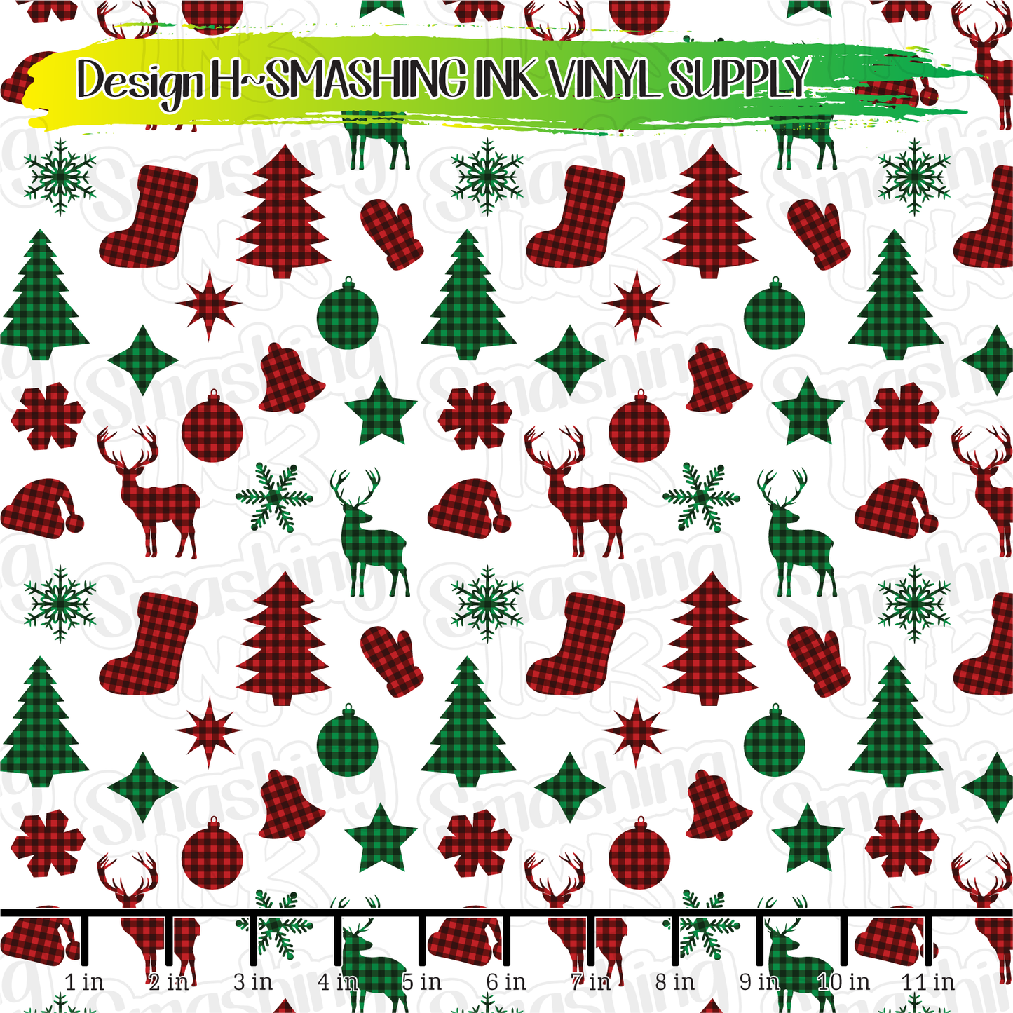 Plaid Deer and Trees ★ Printed Vinyl Sheets | Faux Leather | Laser Safe