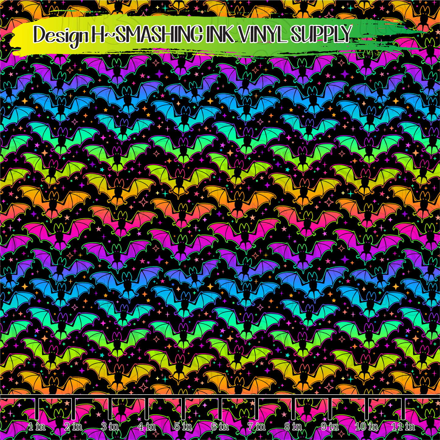Rainbow Bats ★ Printed Vinyl Sheets | Faux Leather | Laser Safe