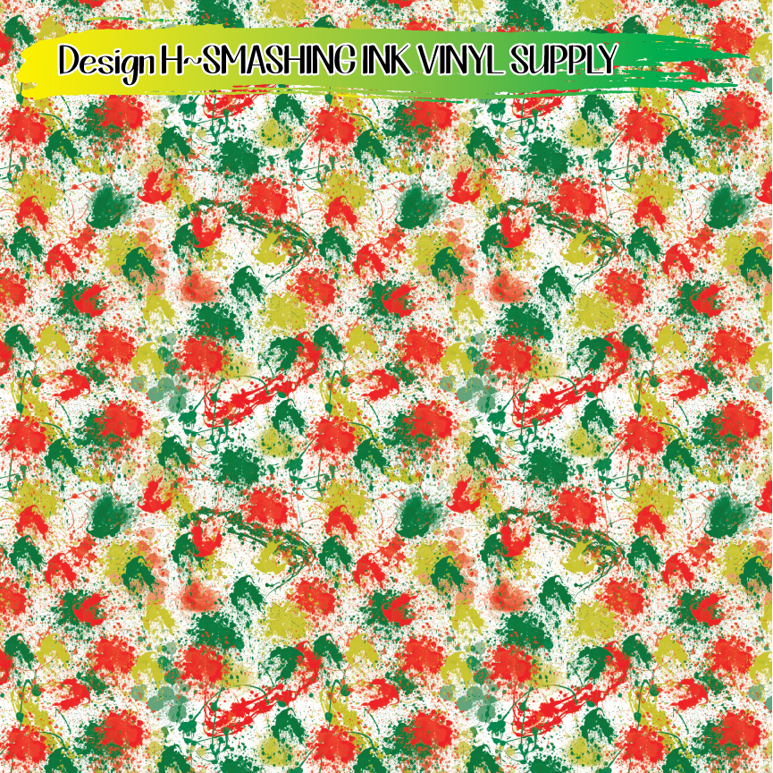 Christmas Splatter ★ Printed Vinyl Sheets | Faux Leather | Laser Safe