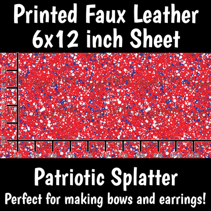 Patriotic Splatter - Faux Leather Sheet (SHIPS IN 3 BUS DAYS)