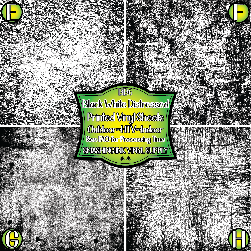 Black White Distress ★ Printed Vinyl Sheets | Faux Leather | Laser Safe