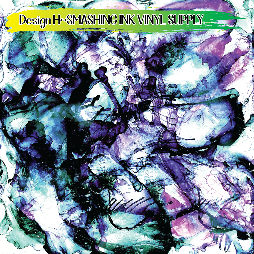 Cool Tones Alcohol Ink ★ Printed Vinyl Sheets | Faux Leather | Laser Safe