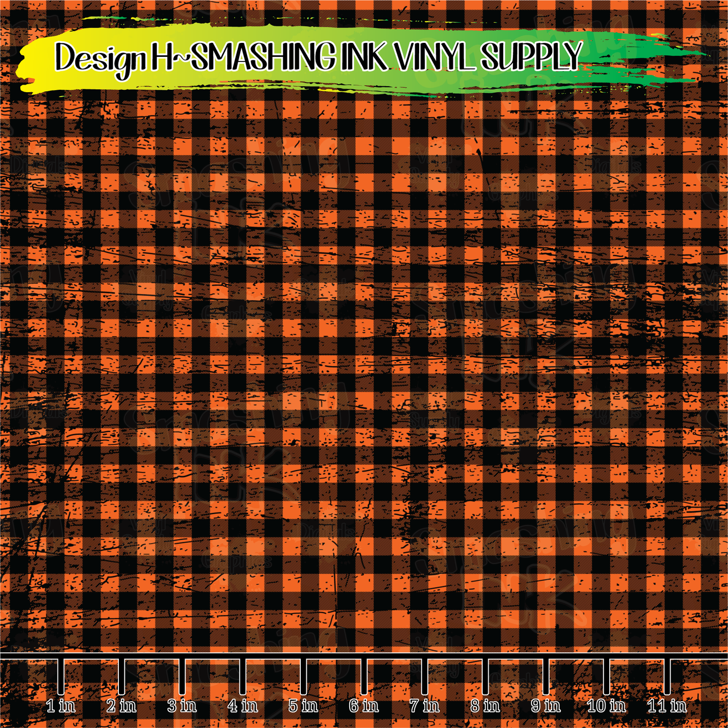Orange Grunge Plaid ★ Printed Vinyl Sheets | Faux Leather | Laser Safe