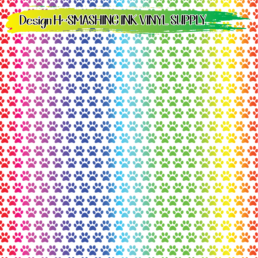 Colorful Pawprint ★ Printed Vinyl Sheets | Faux Leather | Laser Safe