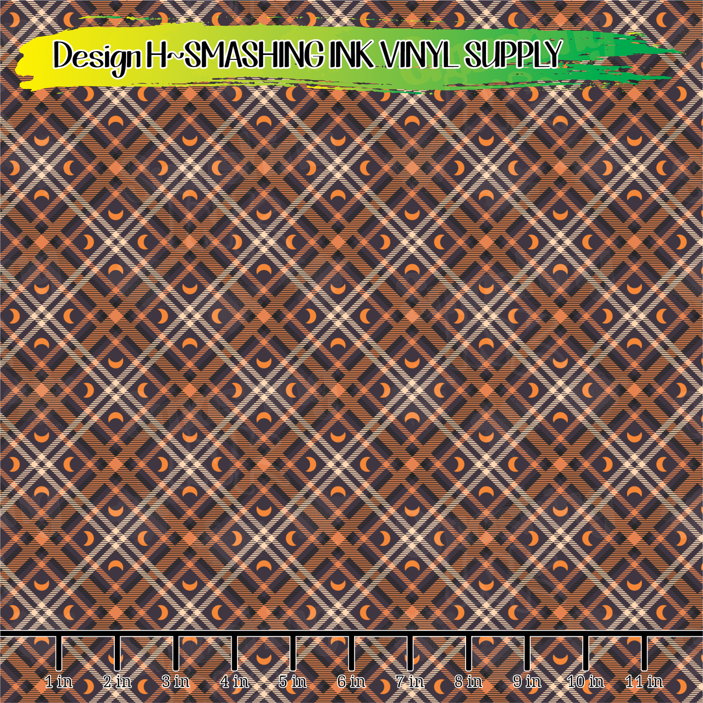 Halloween Moon Plaid ★ Printed Vinyl Sheets | Faux Leather | Laser Safe