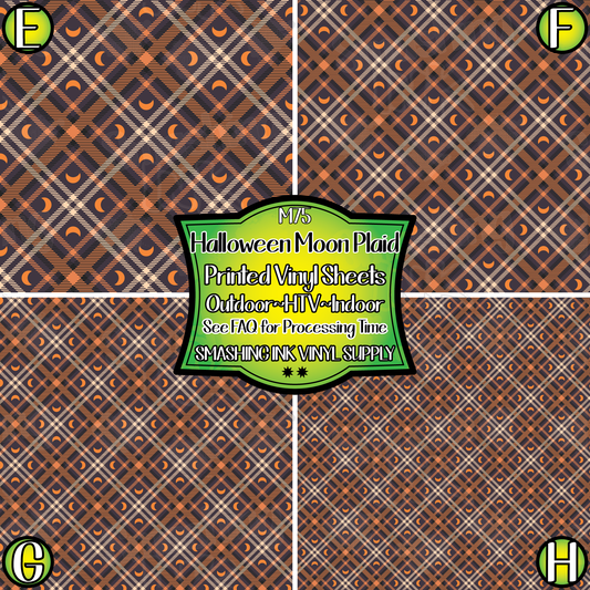 Halloween Moon Plaid ★ Printed Sheets | Faux Leather | Laser Safe