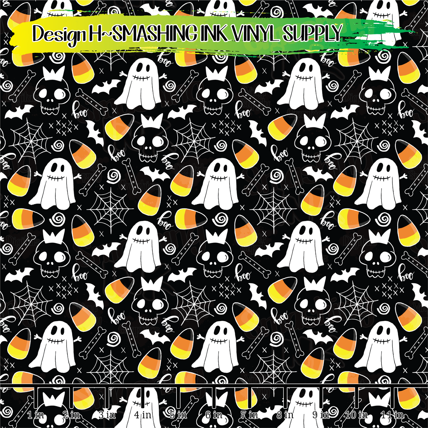 HALLOWEEN DOODLES ★ Printed Vinyl Sheets | Faux Leather | Laser Safe