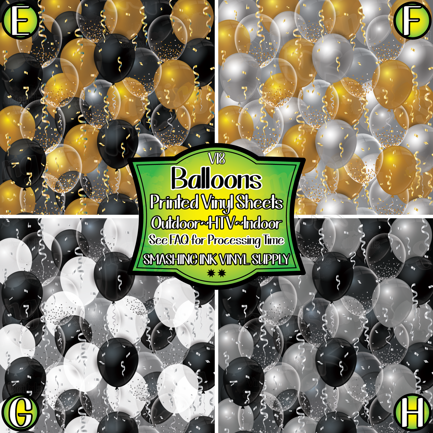 Balloons ★ Printed Sheets | Faux Leather | Laser Safe