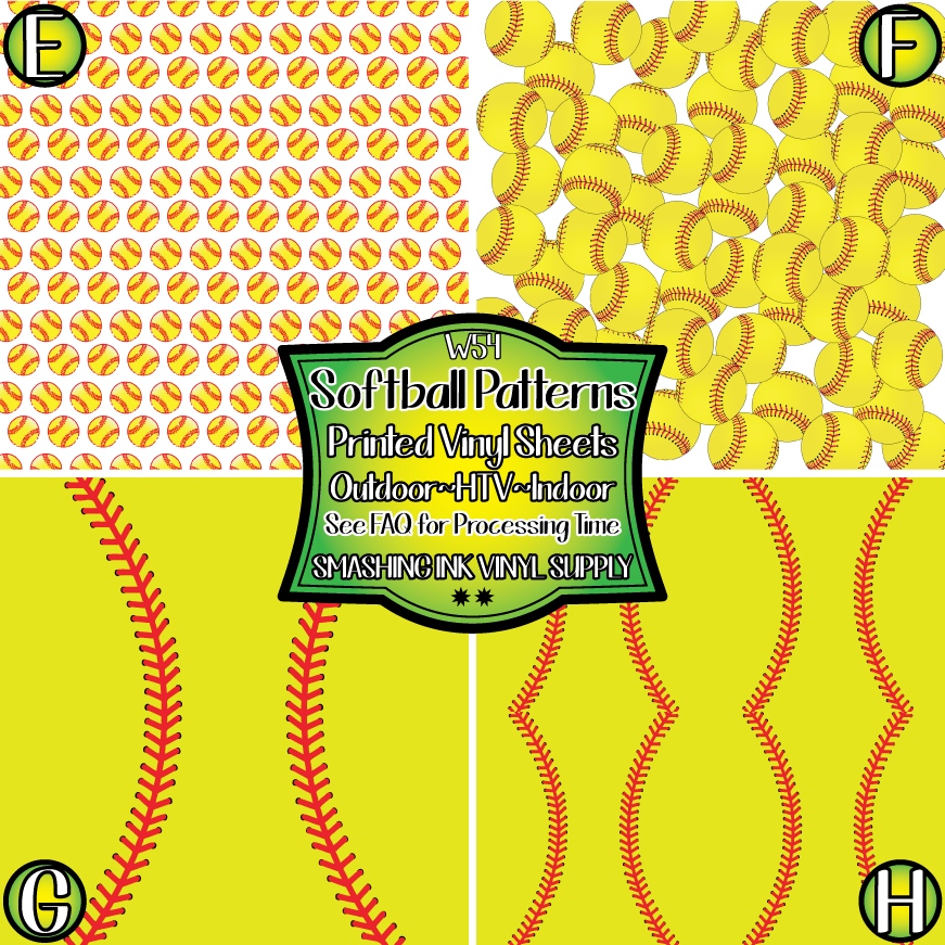 Softball Patterns ★ Printed Vinyl Sheets | Faux Leather | Laser Safe