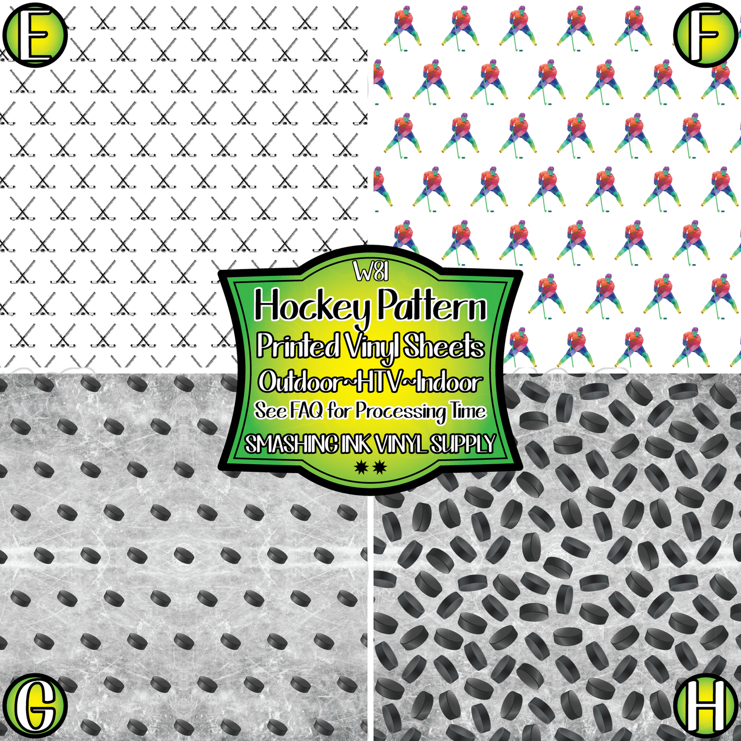 Hockey Pattern ★ Printed Vinyl Sheets | Faux Leather | Laser Safe
