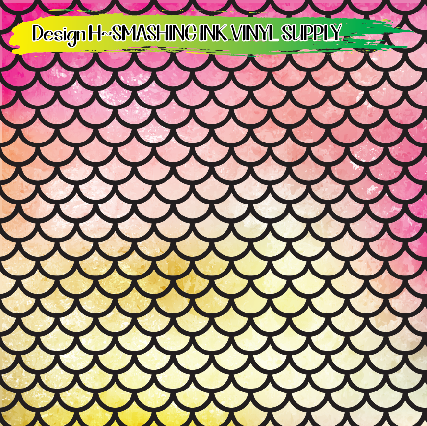 Watercolor Scales ★ Printed Vinyl Sheets | Faux Leather | Laser Safe