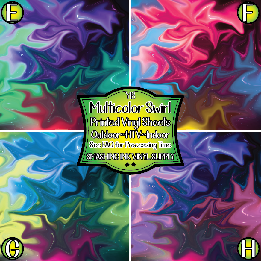 Mulitcolor Swirls ★ Printed Sheets | Faux Leather | Laser Safe