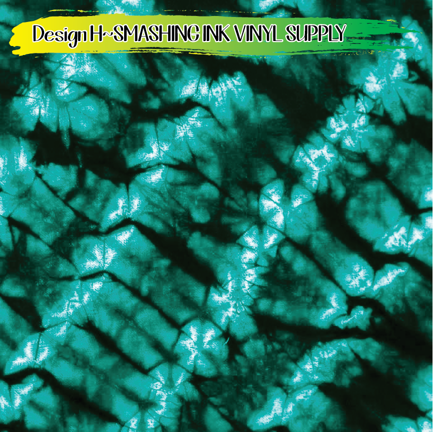 Teal Tie Dye ★ Printed Vinyl Sheets | Faux Leather | Laser Safe