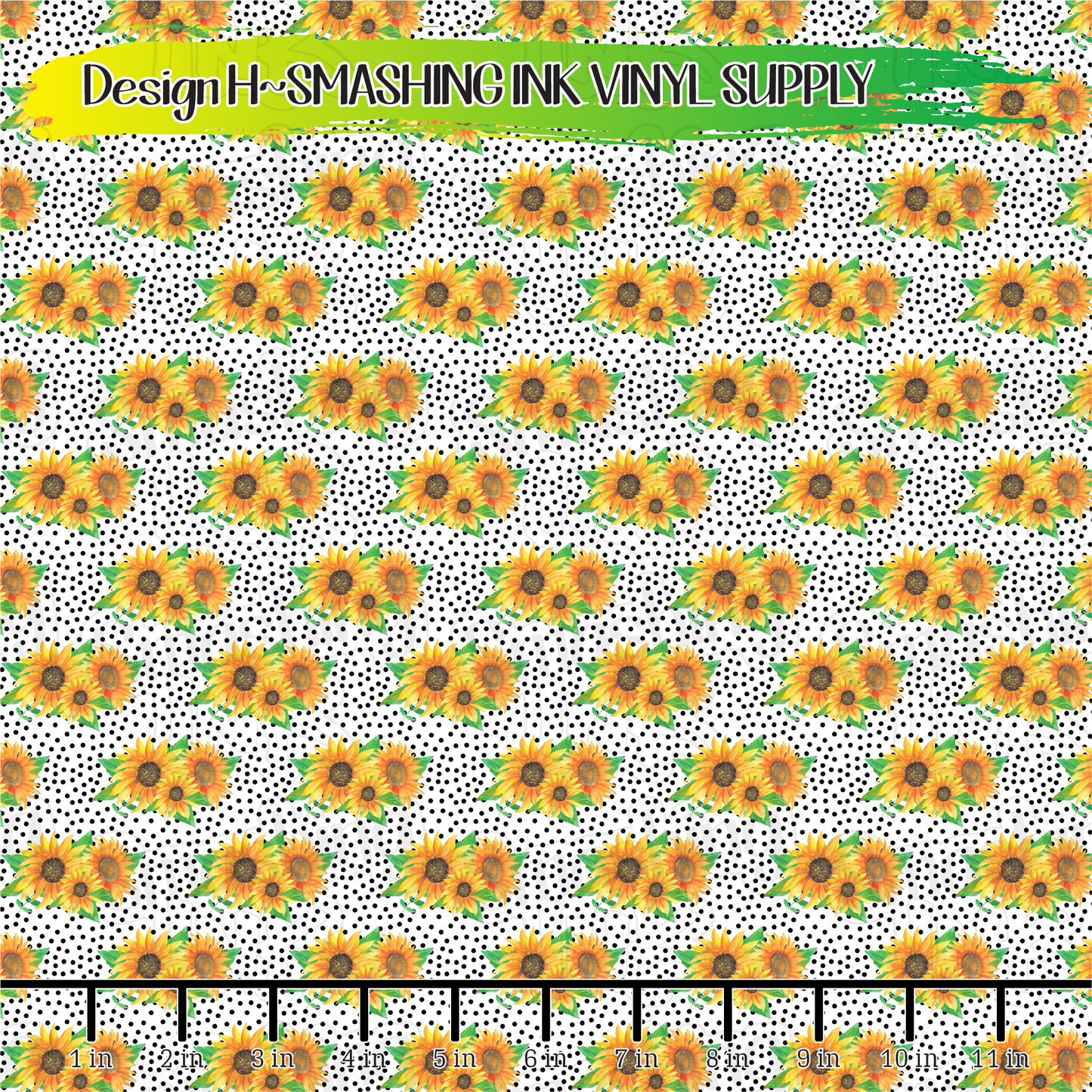 Sunflower Dots ★ Printed Vinyl Sheets | Faux Leather | Laser Safe