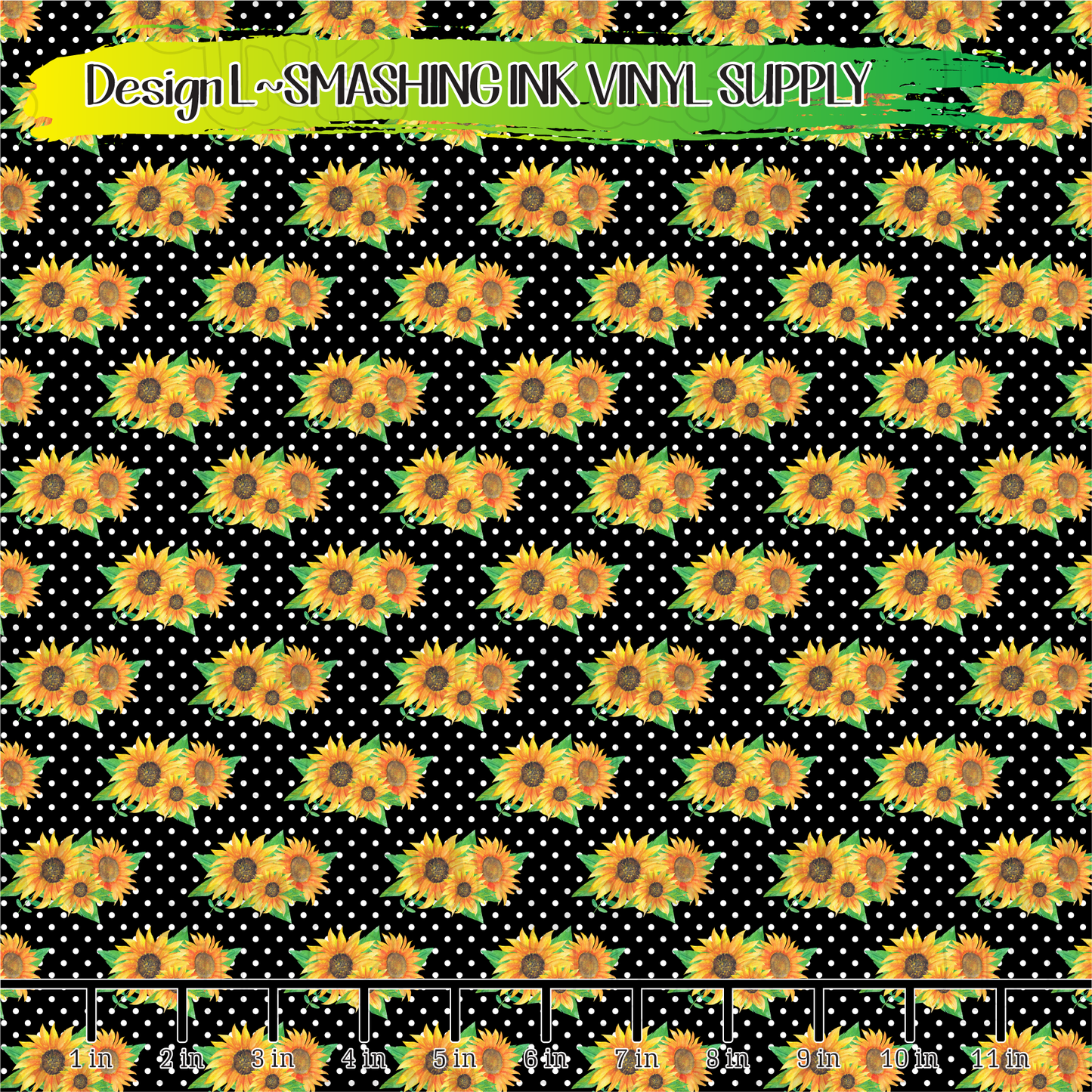 Sunflower Dots ★ Printed Vinyl Sheets | Faux Leather | Laser Safe