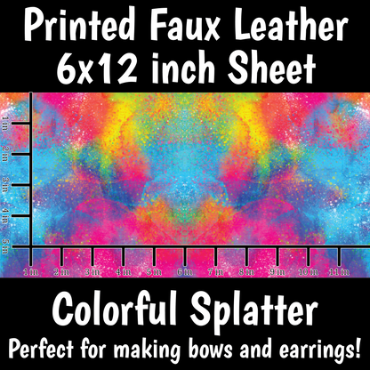 Colorful Splatter - Faux Leather Sheets (SHIPS IN 3 BUS DAYS)