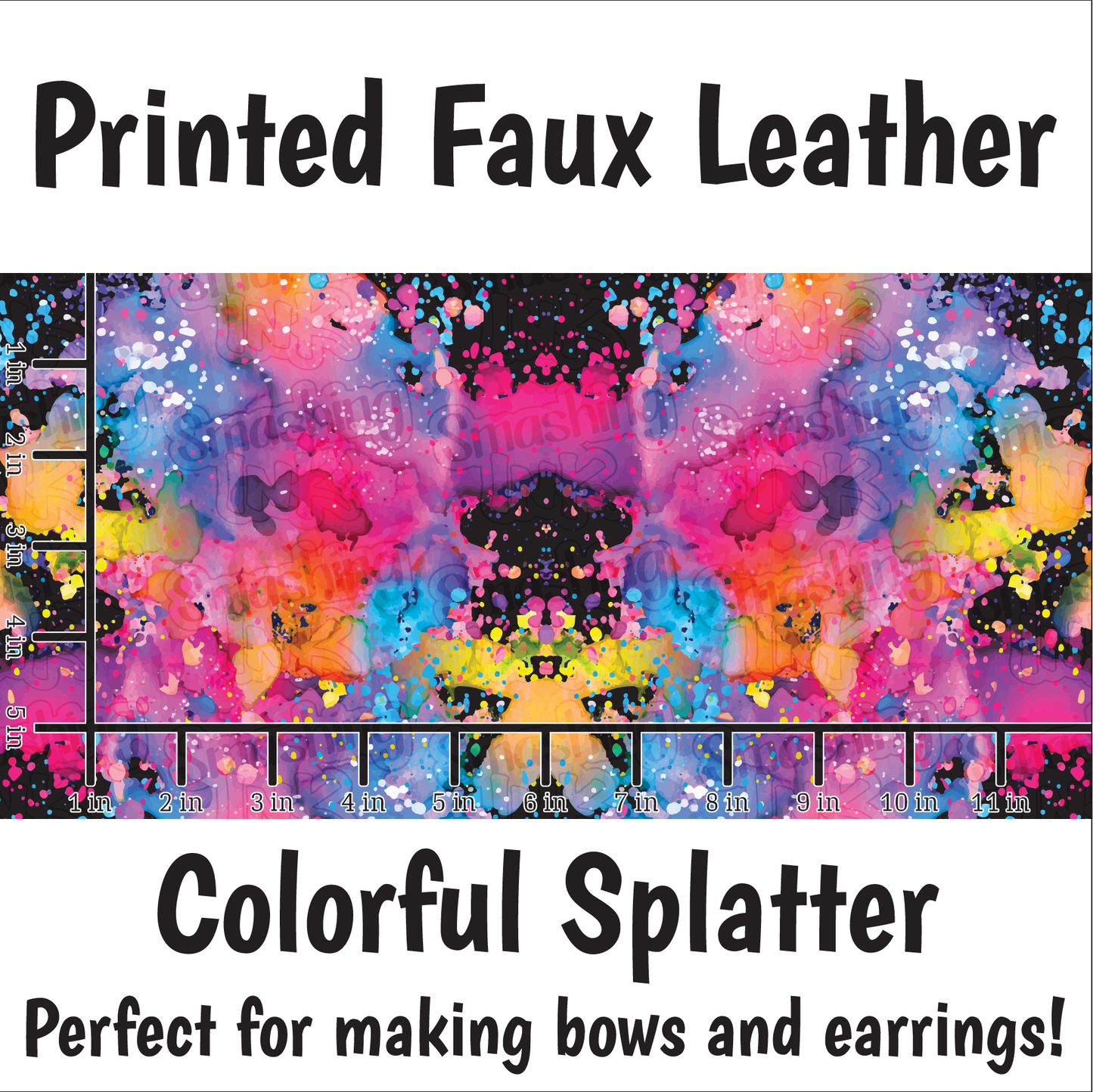 Colorful Splatter - Faux Leather Sheet (SHIPS IN 3 BUS DAYS)