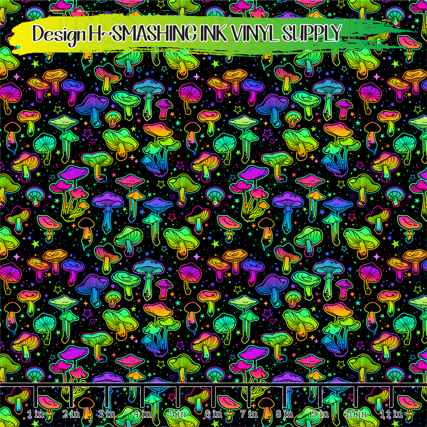 Colorful Mushrooms ★ Printed Vinyl Sheets | Faux Leather | Laser Safe