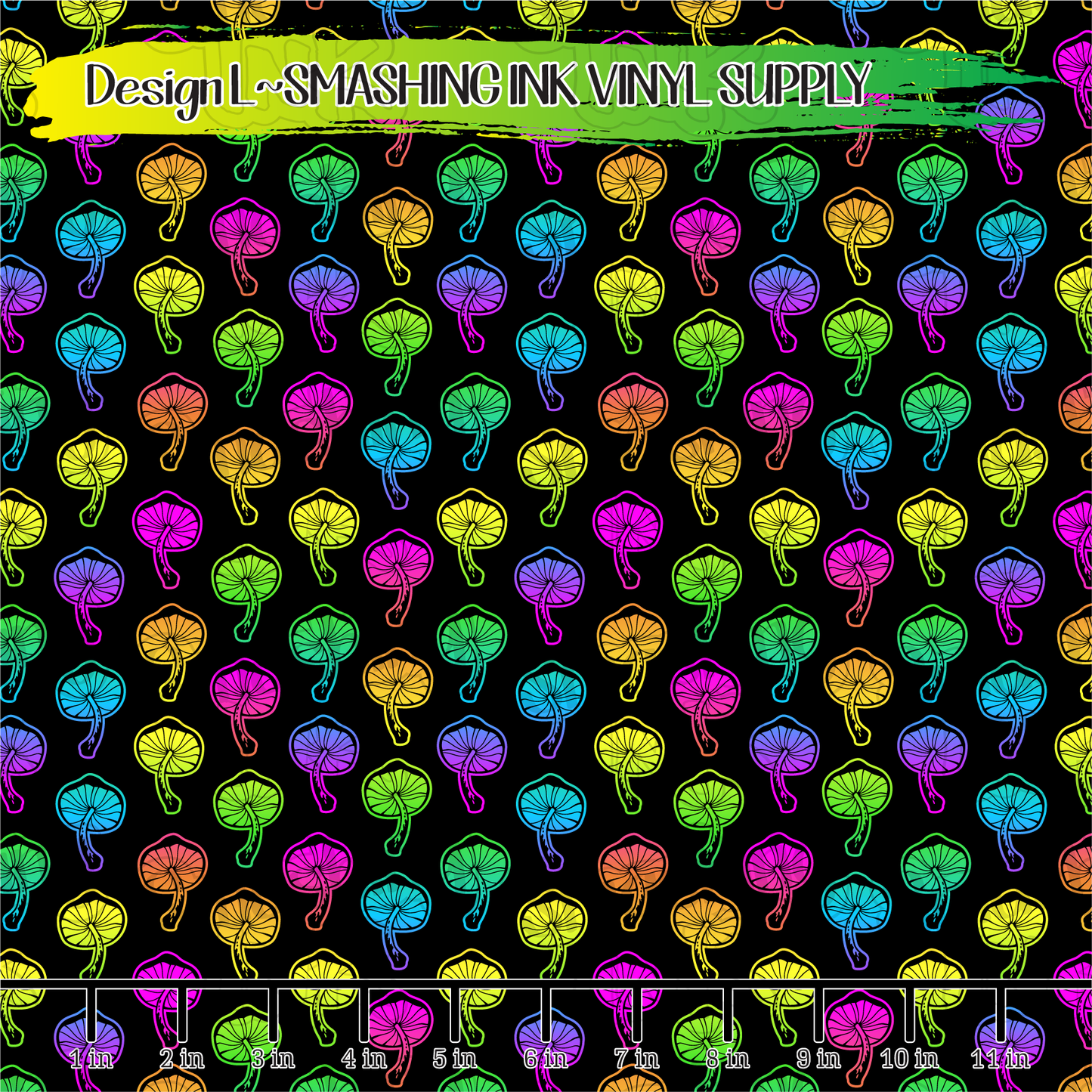 Bright Mushrooms ★ Printed Vinyl Sheets | Faux Leather | Laser Safe
