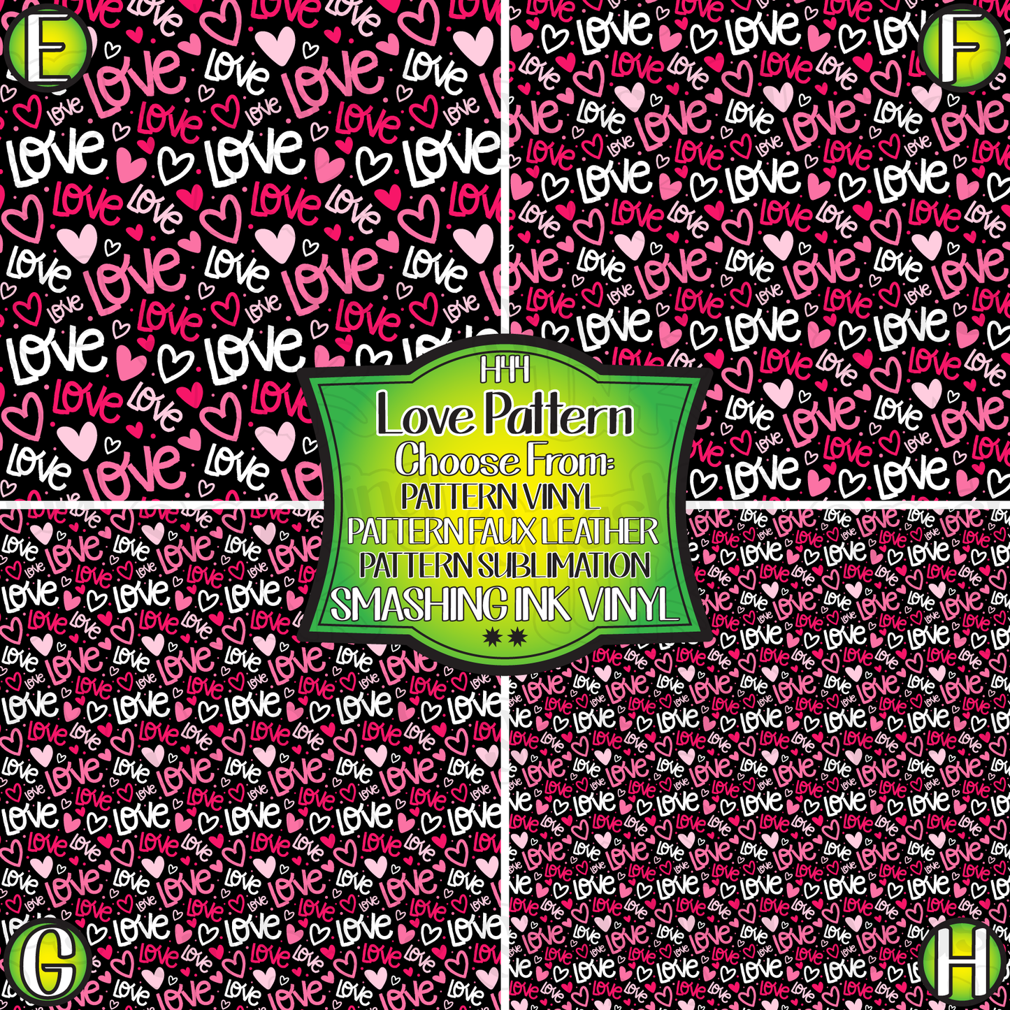 Love Pattern ★ Printed Sheets | Faux Leather | Laser Safe