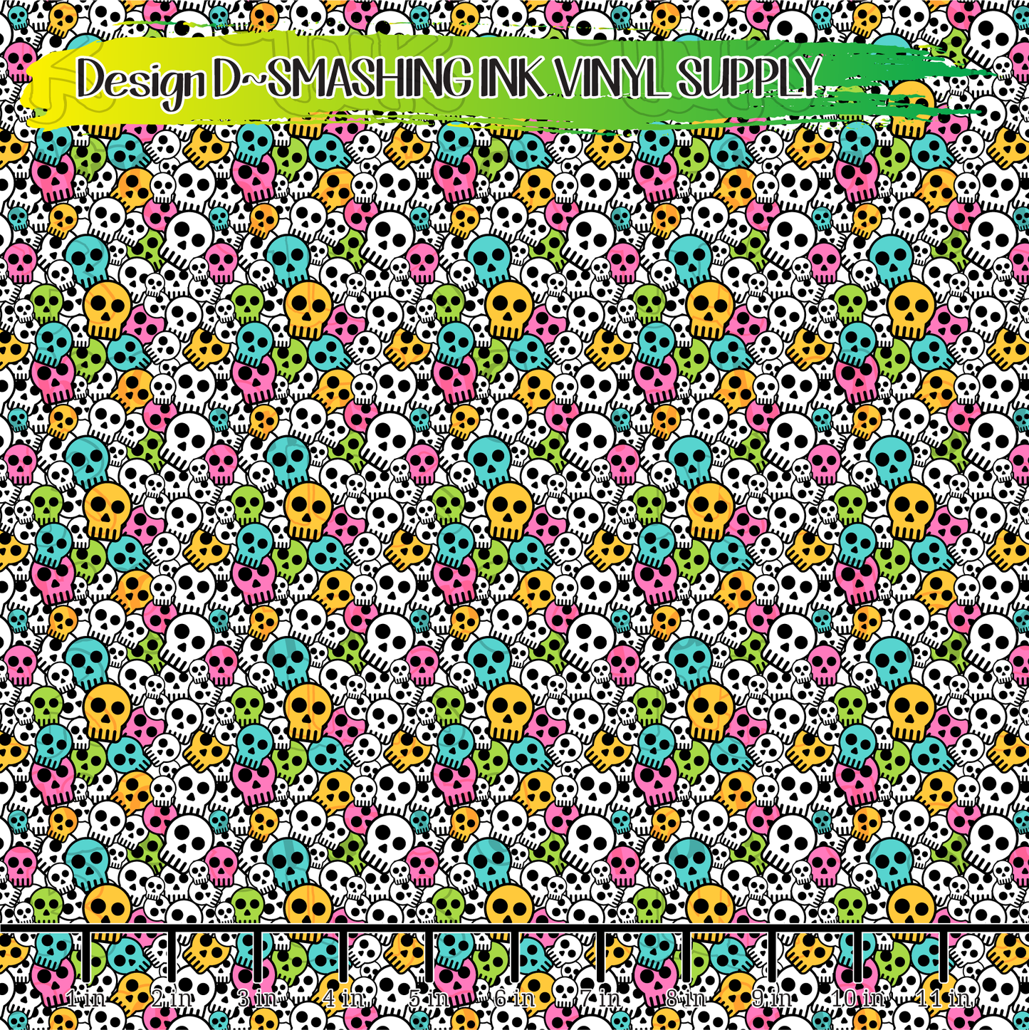Colorful Skulls ★ Printed Vinyl Sheets | Faux Leather | Laser Safe