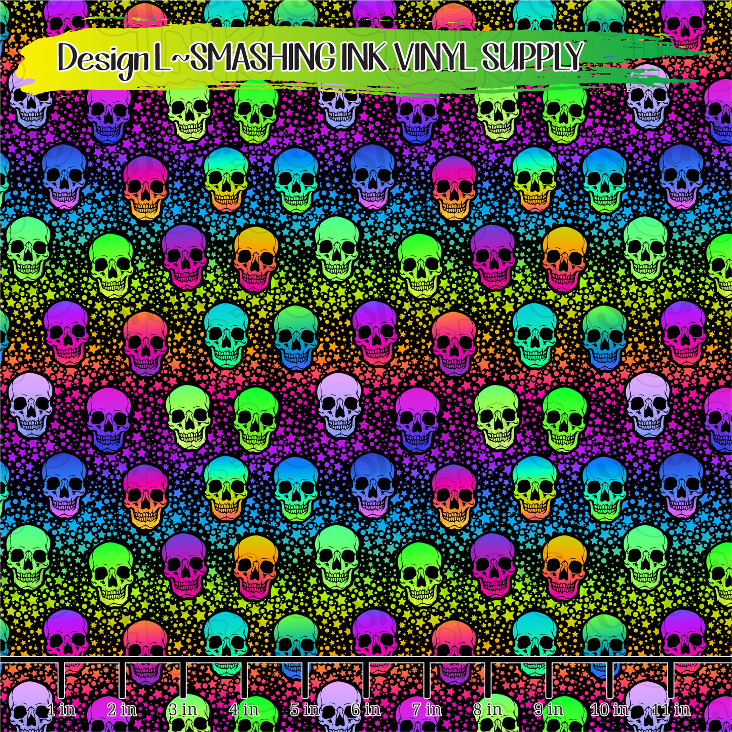 Colorful Skulls ★ Printed Vinyl Sheets | Faux Leather | Laser Safe