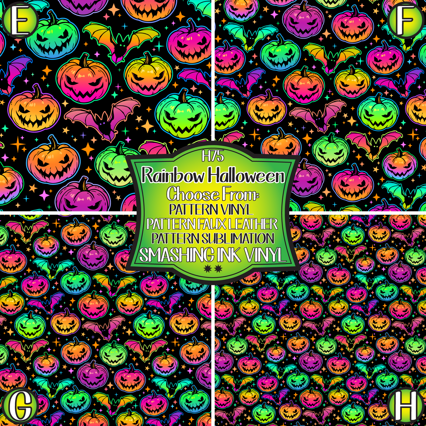 Rainbow Halloween ★ Printed Vinyl Sheets | Faux Leather | Laser Safe