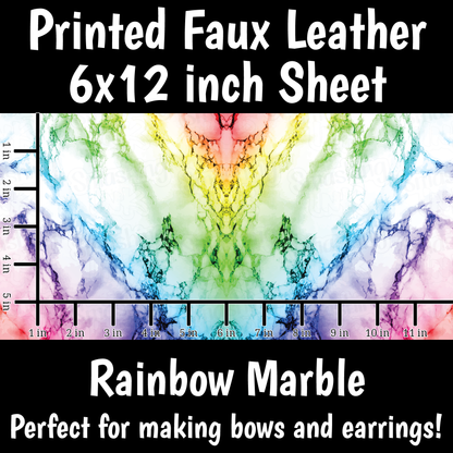 Rainbow Marble - Faux Leather Sheet (SHIPS IN 3 BUS DAYS)