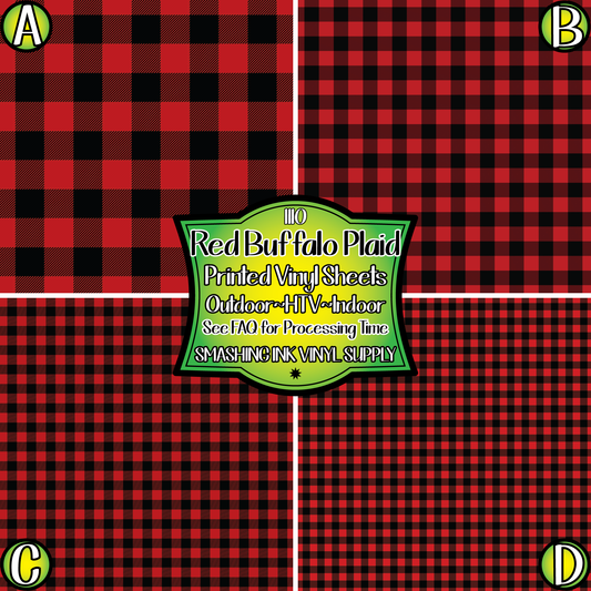 Red Buffalo Plaid ★ Pattern Vinyl | Faux Leather | Sublimation (TAT 3 BUS DAYS)