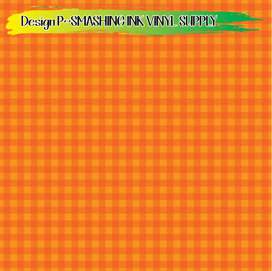 Orange Buffalo Plaid ★ Printed Vinyl Sheets | Faux Leather | Laser Safe
